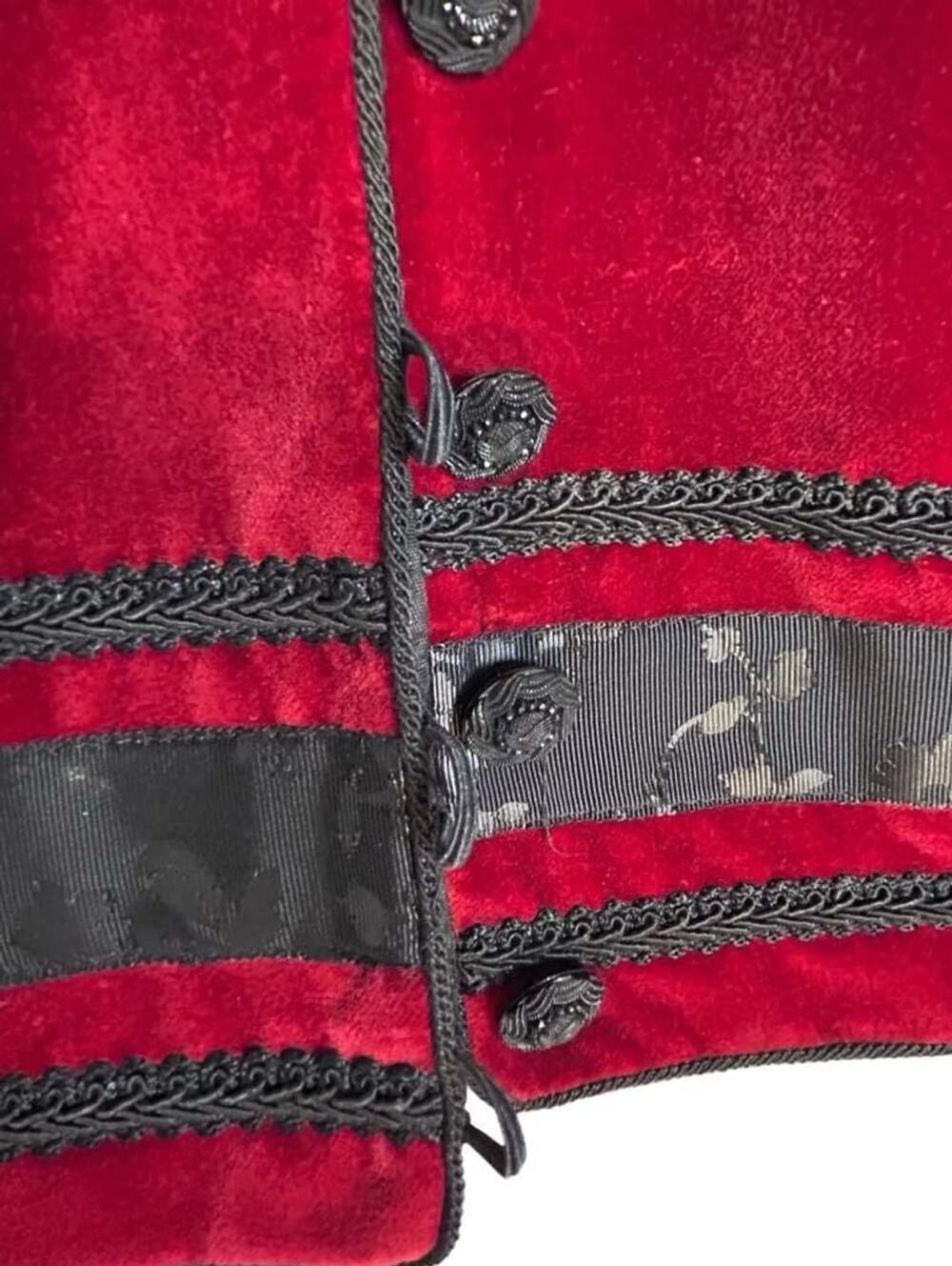 Vintage Equator Crimson Red Velvet Cropped Vest / Waistcoat S, 90s grunge, gothi - Picture 4 of 6